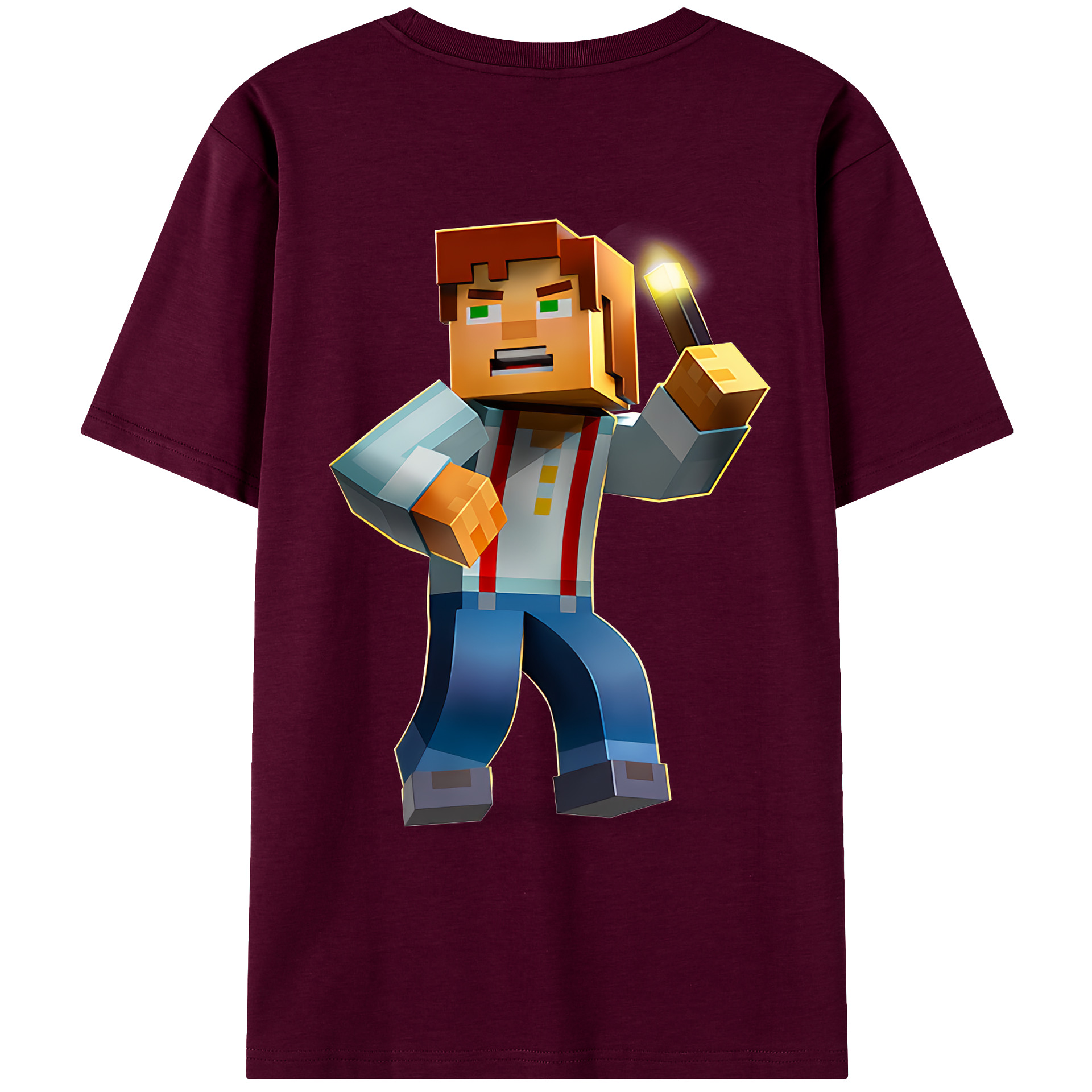 （画像用） マインクラフト ブロックの世界 Minecraft MC Block world レディース半袖Tシャツ(バックプリント)